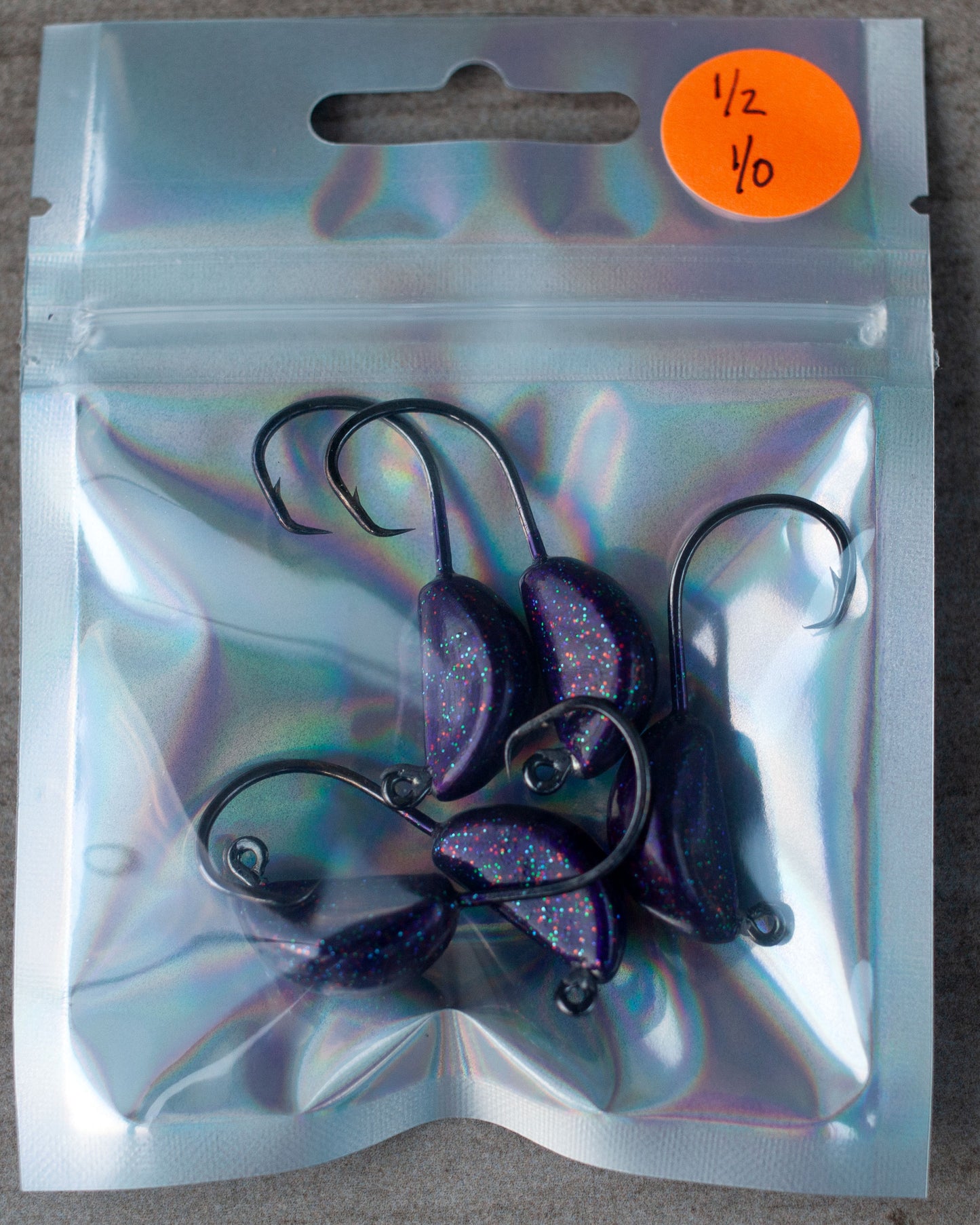 CIRCLE hook jig - 1/2oz, 1/0 hook, 5 jig pack purple.
