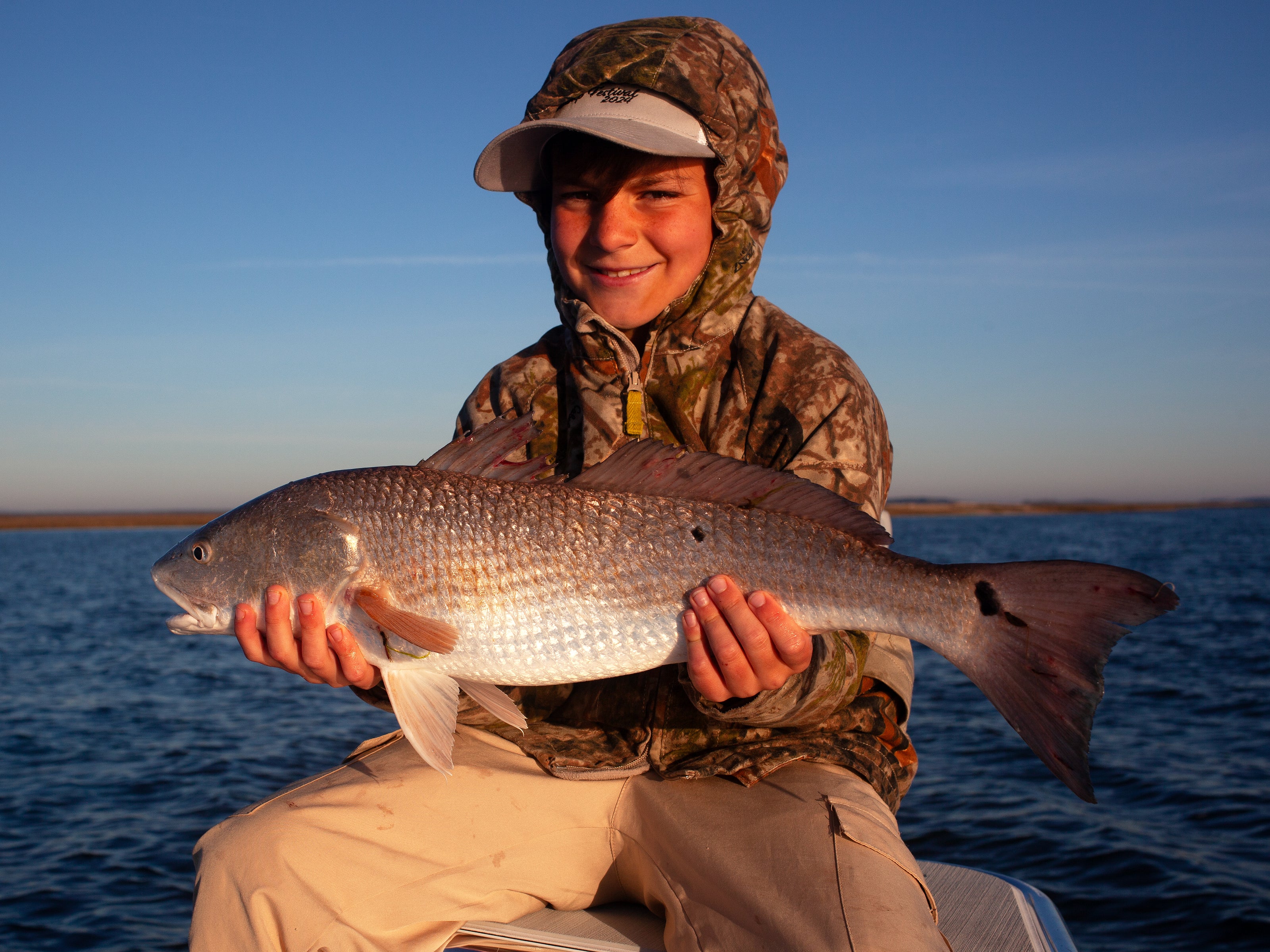 A beautiful redfish caught at sunrise in Beaufort South Carolina